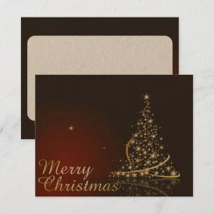 Convite Tema de Natal Vermelho com árvore de Natal dourada