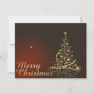 Convite Tema de Natal Vermelho com árvore de Natal ouro