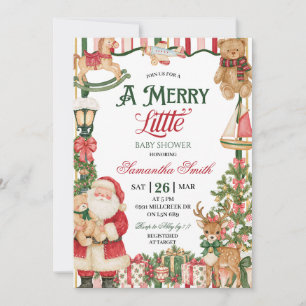Convite Tema de Papai Noel Chuveirinho de Bebê Feliz