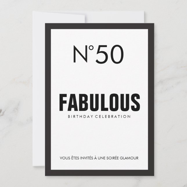 Convite Tema de PARIS Preto e Branco FABULOSO 50º Aniversá (Verso)