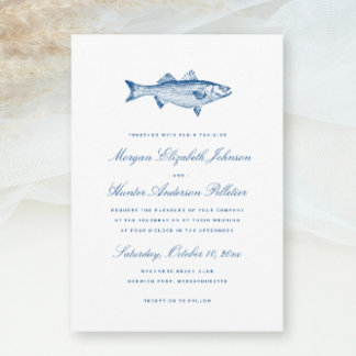 Convite Tema de Pesca de Robalo Listrado Elegante Casament