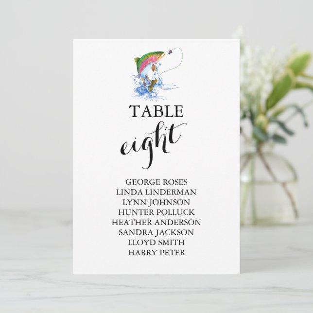 Convite Tema de Pesca de Truta Arco-íris (Em pé/Frente)