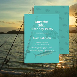 Convite Tema de Pesca Festa de Aniversário Surpresa dele