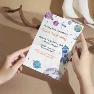 Convite Tema de planeta Menino Aniversário 