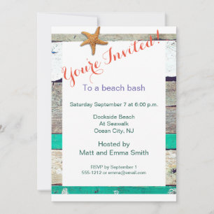 Convite Tema de Praia Estrela do Mar Casamento Rústico