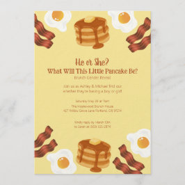 Convite Tema de Revelação de Gênero Brunch Little Pancake