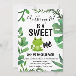 Convite Tema de sapo do primeiro aniversario do sapo