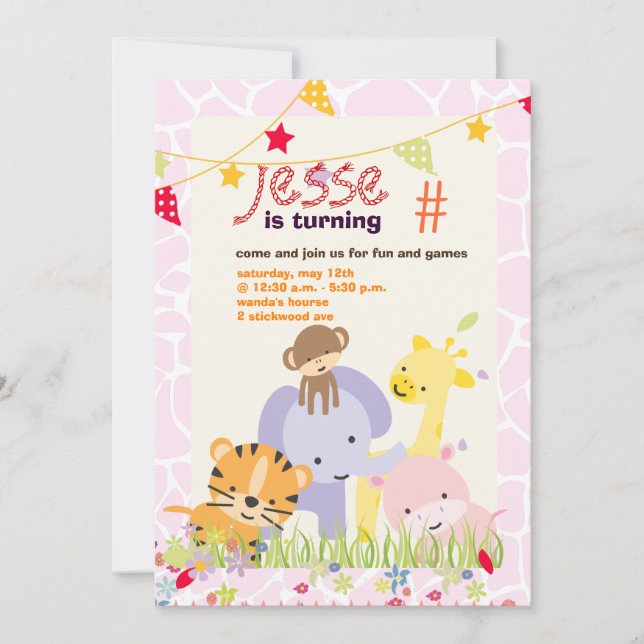 Convite Tema de Selva/Festa Personalizada/foto (Frente)