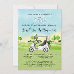 Convite tema de senhora golfista para festa de 45
