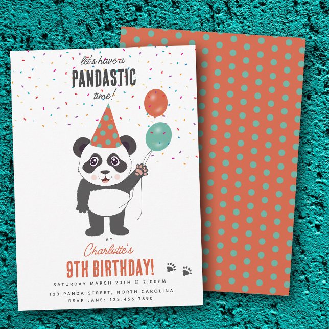 Convite Tema de Urso Panda Fofo Kawaii para Aniversário de (Cute Panda Bear Theme Kawaii Kids Birthday Party Invitation)