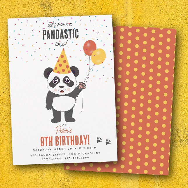 Convite Tema de Urso Panda Fofo Kawaii para Aniversário de (Cute Panda Bear Theme Kawaii Kids Birthday Party Invitation)
