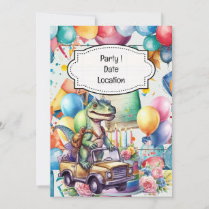 Convite Tema de volta às aulas com dinossauros para o alun