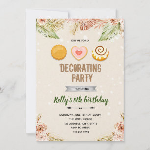 convite tema decoração de biscoitos boho