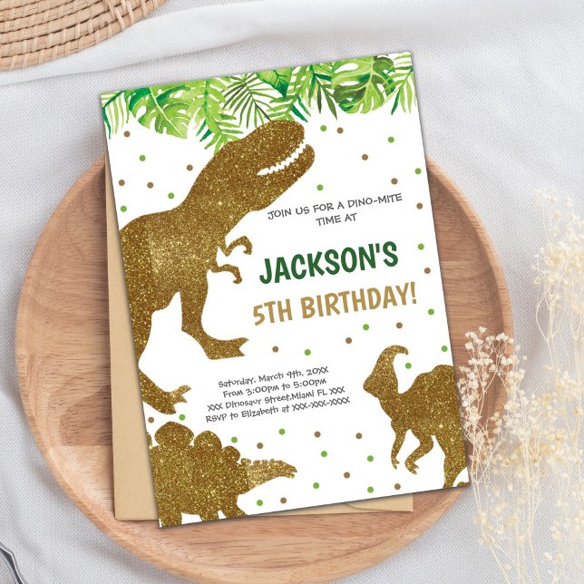 Convite Tema Dino Imprimível Neutro (Dinosaur Birthday Cards)
