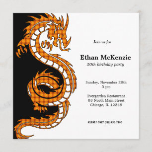 Convite Tema do aniversário do dragão de Yin Yang