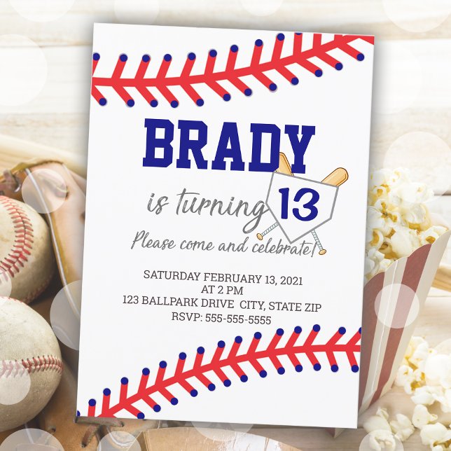 Convite Tema do Baseball Festa de aniversário Esportivo (Sports Birthday Party Boy Baseball Theme Invitation)
