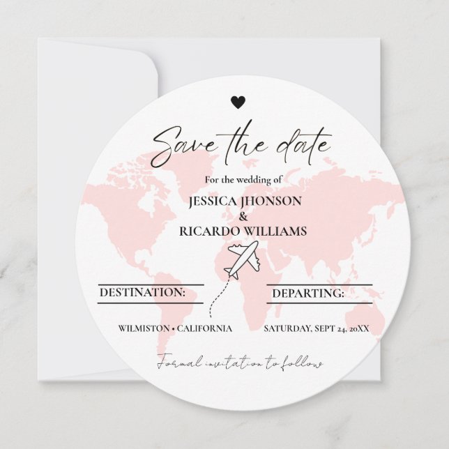 Convite Tema do casamento do viagem do Monograma salvar a  (Frente)