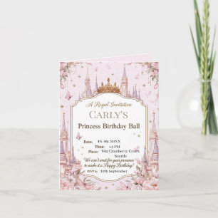Convite Tema do Castelo da Princesa Baile de Aniversário R