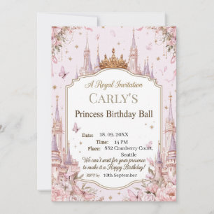 Convite Tema do Castelo da Princesa Baile Real de Aniversá