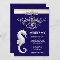 Tema do cavalo marinho marinho branco de aniversár