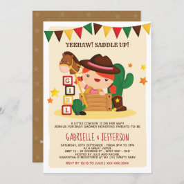 Convite Tema do Chá de fraldas da Garotinha Rústica e Boni