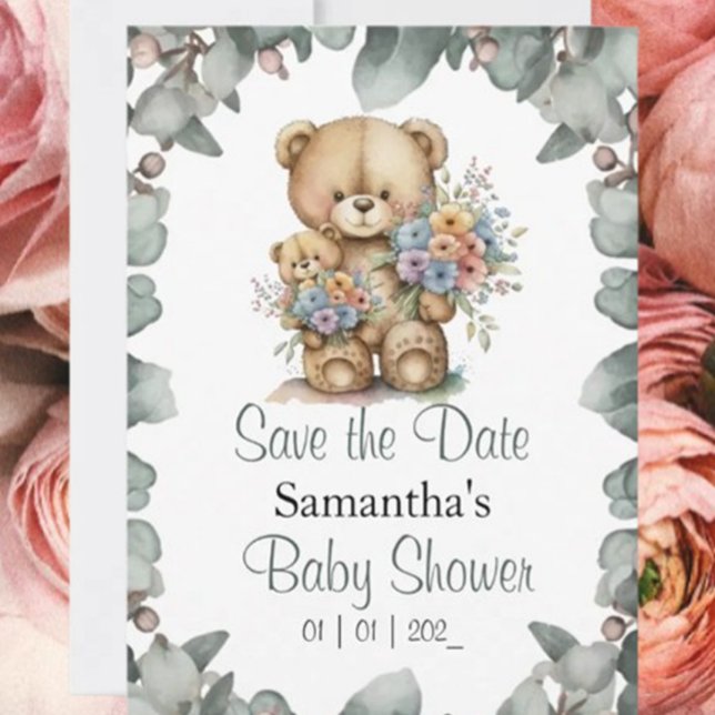 Convite Tema do Chá de fraldas do Bear Boy Teddy (Celebrate your little one's arrival with our adorable teddy bear baby shower invitation!)