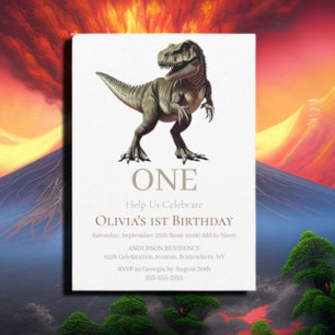 Convite tema do dinossauro primeiro aniversario