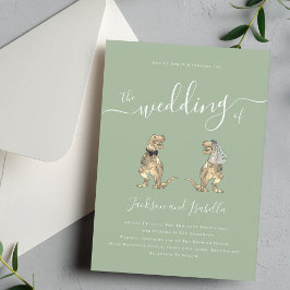 Convite Tema do Dinossauro Sage Green