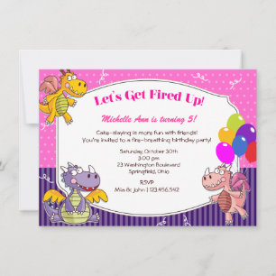 Convite Tema do Dragão para o Aniversário da Menina