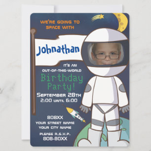 Convite Tema do Espaço Sideral com Foto Personalizada de A