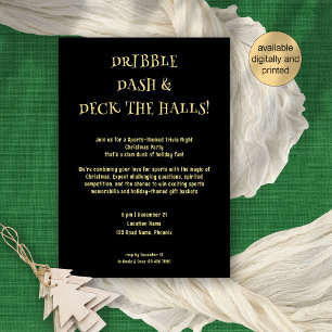 Convite Tema do esporte Festa Dourada de Natal Preta
