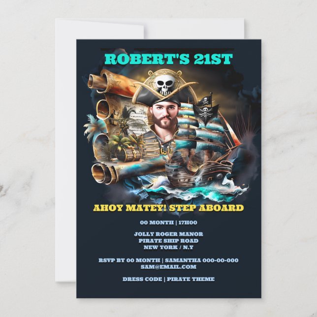 Convite Tema do filme tema pirata sobre sono de halloween (Frente)