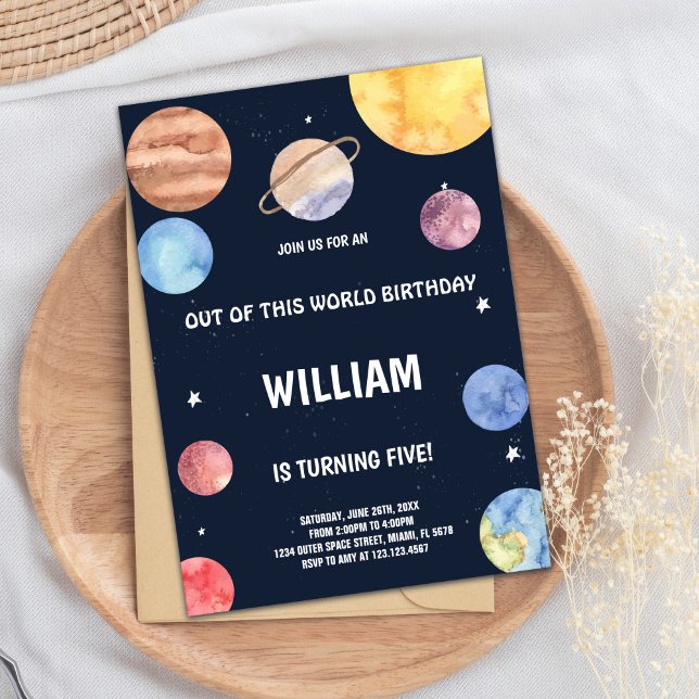 Convite Tema do Foguete Exterior Divertido para Crianças (Out of this world birthday Invitations)