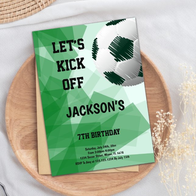 Convite Tema do futebol artístico (Pen Drew Ball Soccer Birthday Invitations)