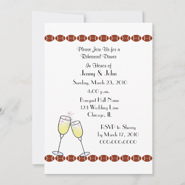 Convite Tema do futebol do jantar de ensaio (Frente)