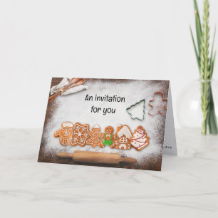 Convite Tema do Gingerpão da Festa de Natal do Cookie Exch