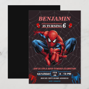 Convite Tema do Homem-Aranha Aniversário Super-herói Festa
