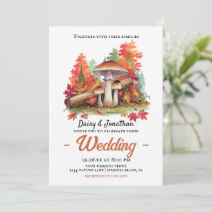Convite Tema do outono com casamento de cor d'água de cogu