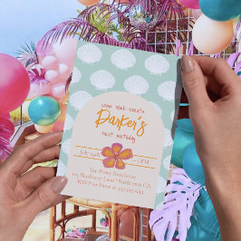 Convite Tema do Partido Costeiro da Praia "Shell-Ebration"