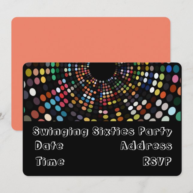 Convite Tema do partido retrô Swinging 60 s (Frente/Verso)