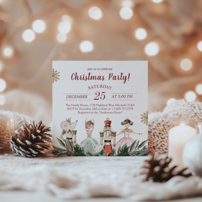 Convite Tema do Quebra-Nozes do Partido Feliz Natal (Merry Christmas Party Nutcracker Theme Invitation!)