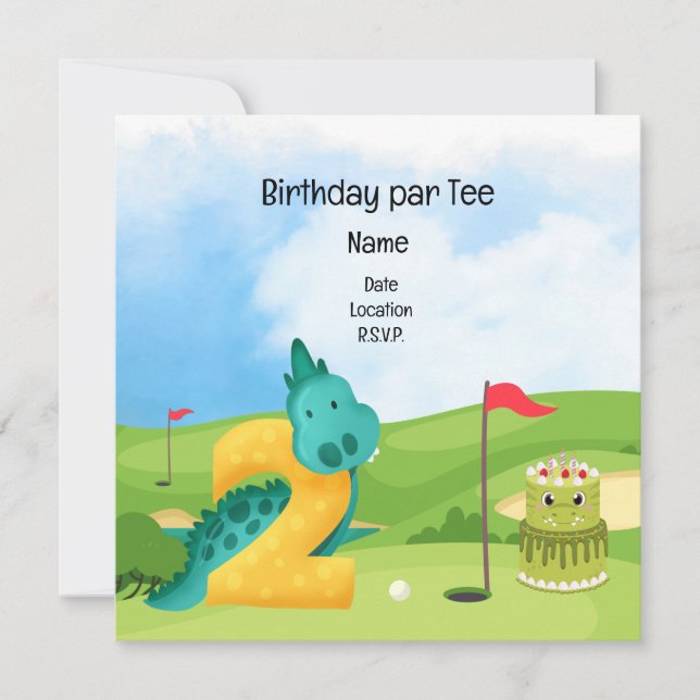Convite Tema do segundo aniversário de Golfe para o Partid (Frente)