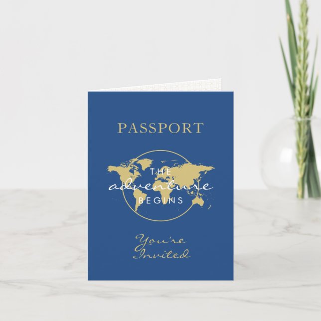 Convite Tema do Viagem do Passport do Chá de fraldas - Dou (Frente)