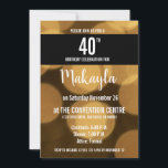 Convite tema Dourado e negro, aniversário de 40 anos,<br><div class="desc">Marque o marco de virar 40 em estilo com nosso "Elegant Milestone" Dourado e Black Theme aniversário de 40 anos Invitation. Este convite foi feito para dar o tom de uma celebração de aniversário sofisticada e memorável, perfeita para honrar esta ocasião significativa. O convite apresenta um esquema impressionante de ouro...</div>