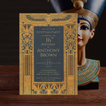 Tema Egípcio Aniversário Elegante Dourado Azul Vin
