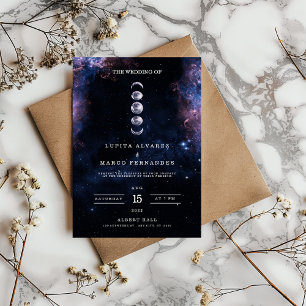 Convite Tema Espacial Elegante Astronomia Casamento Lua