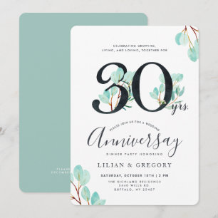 Convite Tema Eucalyptus do 30 Anniversário em Crescimento