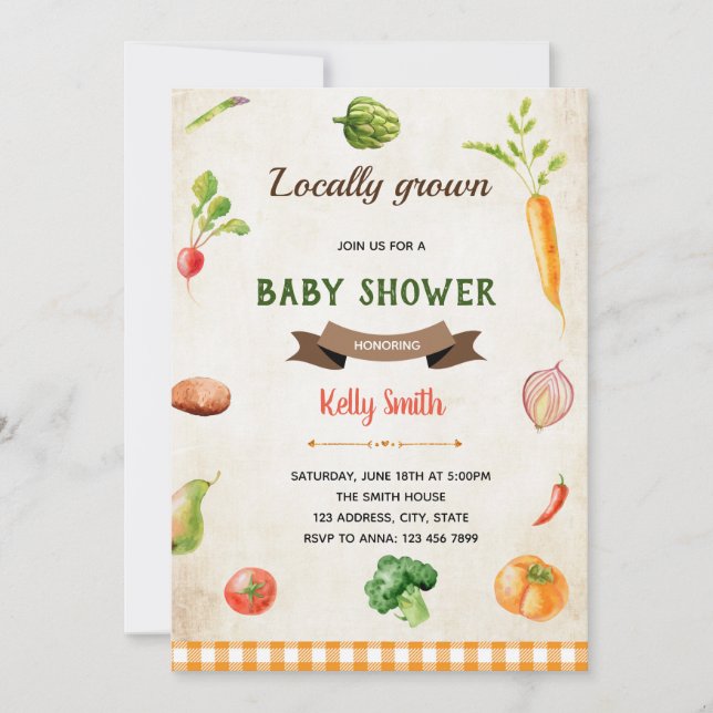 convite tema feira de vegetais do agricultor (Frente)