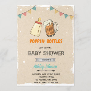 convite tema festa de baby shower com rolha de gar