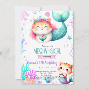 convite tema festa de gato sereia